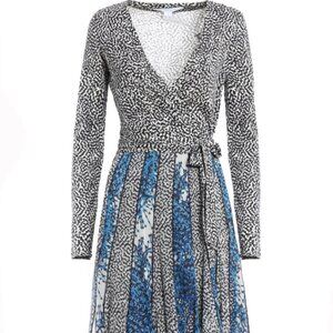 Diane Von Furstenberg Silk Blend Caprice Two Wrap Dress Size 12